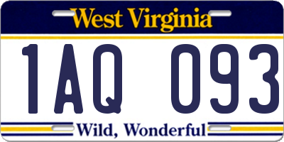 WV license plate 1AQ093