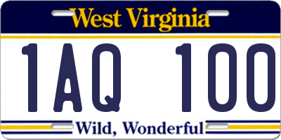 WV license plate 1AQ100