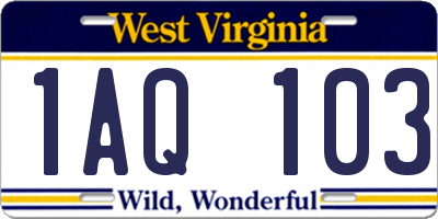 WV license plate 1AQ103