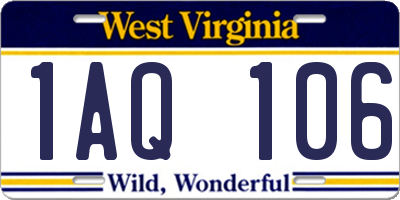 WV license plate 1AQ106