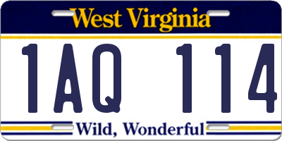 WV license plate 1AQ114