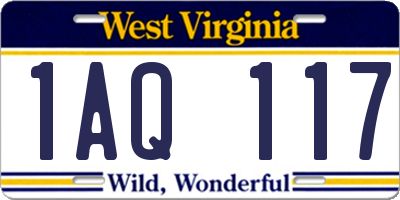 WV license plate 1AQ117