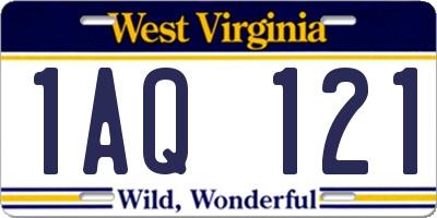 WV license plate 1AQ121