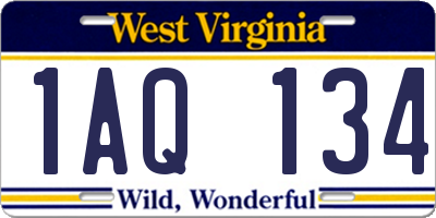 WV license plate 1AQ134