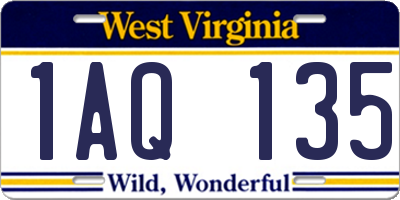 WV license plate 1AQ135