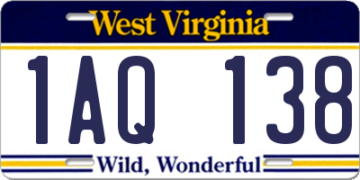 WV license plate 1AQ138
