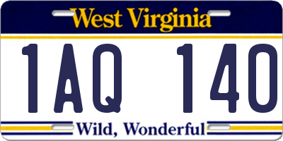 WV license plate 1AQ140