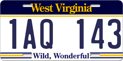 WV license plate 1AQ143