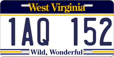 WV license plate 1AQ152