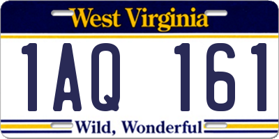 WV license plate 1AQ161