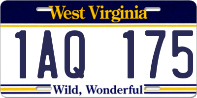 WV license plate 1AQ175