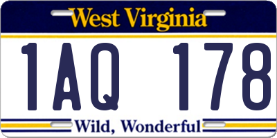 WV license plate 1AQ178
