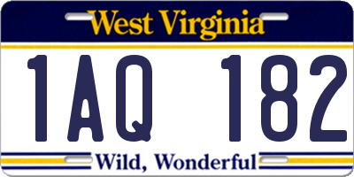 WV license plate 1AQ182