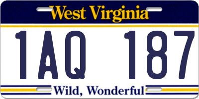 WV license plate 1AQ187