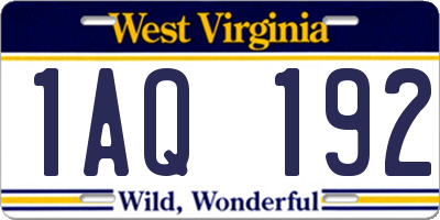 WV license plate 1AQ192