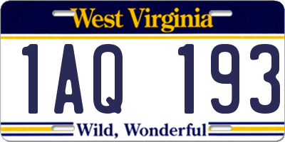 WV license plate 1AQ193