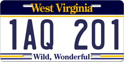 WV license plate 1AQ201