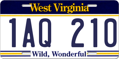 WV license plate 1AQ210