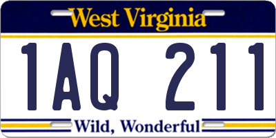 WV license plate 1AQ211
