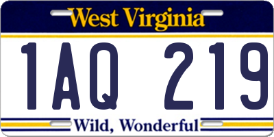 WV license plate 1AQ219