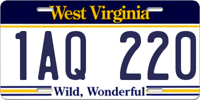 WV license plate 1AQ220