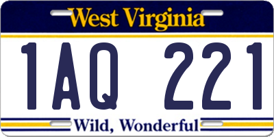 WV license plate 1AQ221