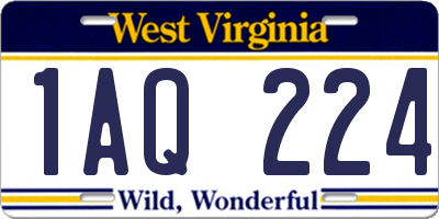 WV license plate 1AQ224