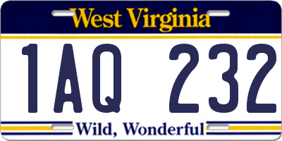 WV license plate 1AQ232