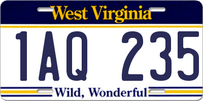 WV license plate 1AQ235