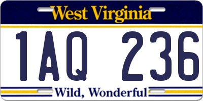 WV license plate 1AQ236