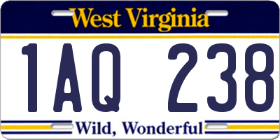 WV license plate 1AQ238