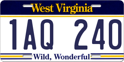 WV license plate 1AQ240