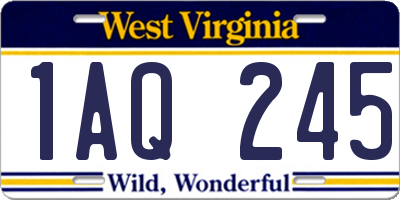 WV license plate 1AQ245