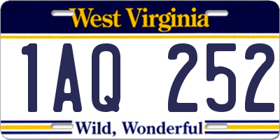 WV license plate 1AQ252