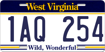 WV license plate 1AQ254