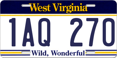 WV license plate 1AQ270