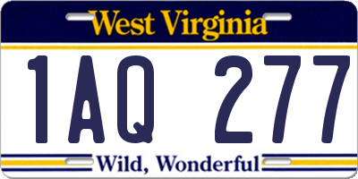 WV license plate 1AQ277