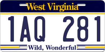 WV license plate 1AQ281
