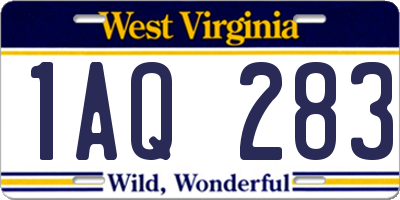 WV license plate 1AQ283
