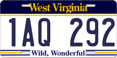 WV license plate 1AQ292