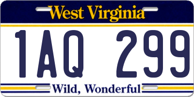 WV license plate 1AQ299