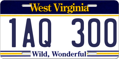 WV license plate 1AQ300