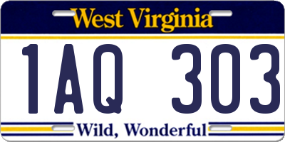 WV license plate 1AQ303