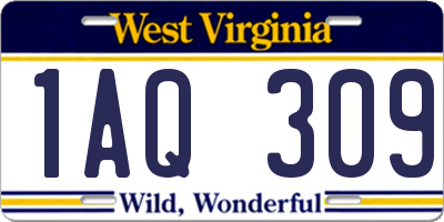 WV license plate 1AQ309