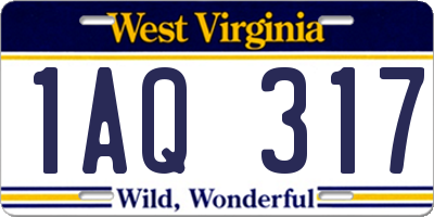 WV license plate 1AQ317
