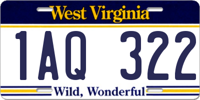 WV license plate 1AQ322