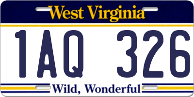 WV license plate 1AQ326
