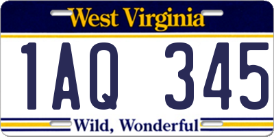 WV license plate 1AQ345