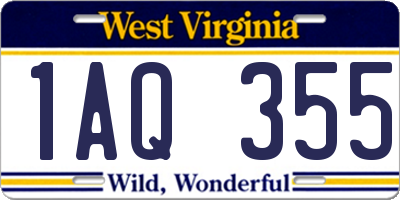 WV license plate 1AQ355