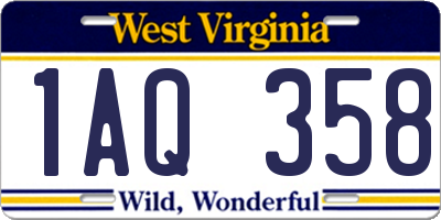 WV license plate 1AQ358